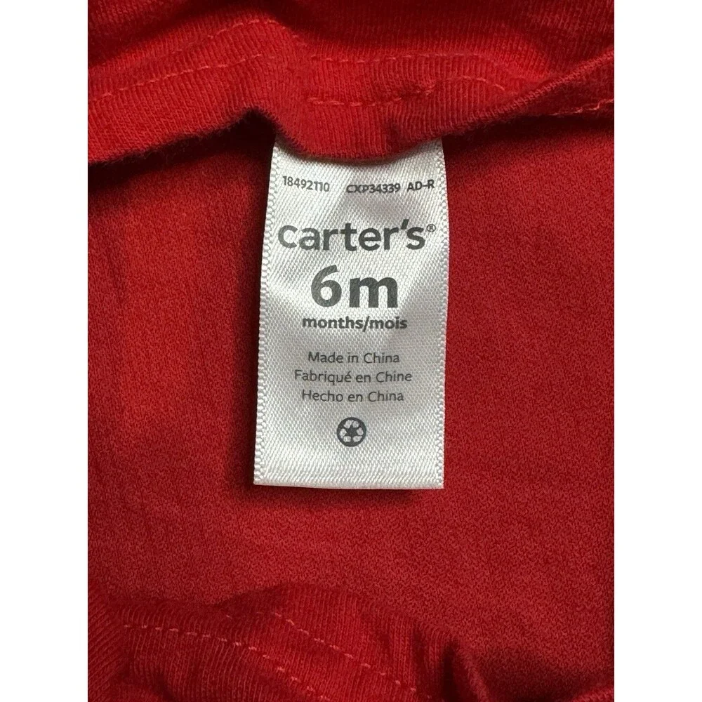 Carters Santa Red Corduroy Jumper‎ Dress Size 6 Mths Adjustable Straps Christmas